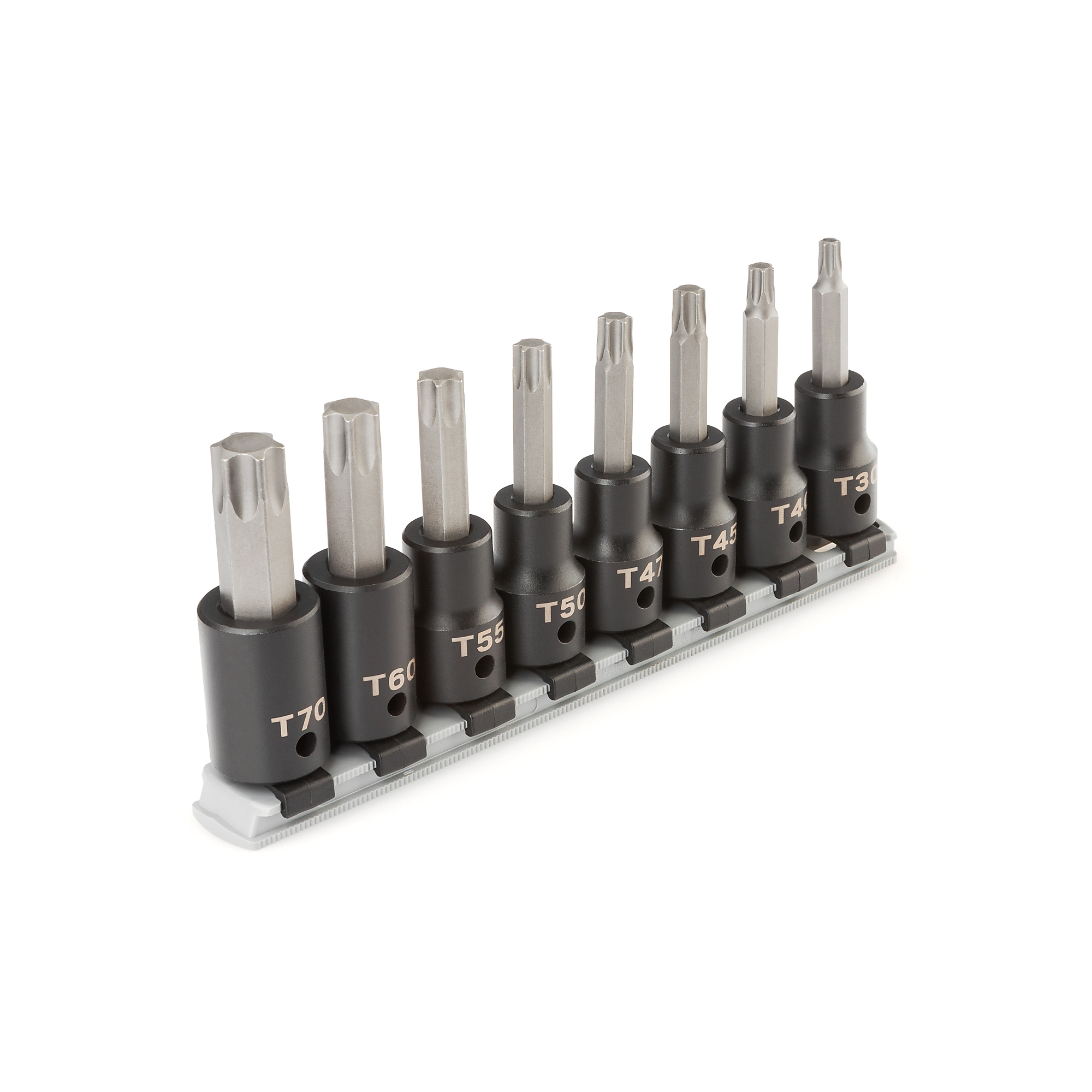 TEKTON 1/2 Inch Drive Torx Impact Bit Socket Set with Rail, 8-Piece (T30 - T70) | SIB92102